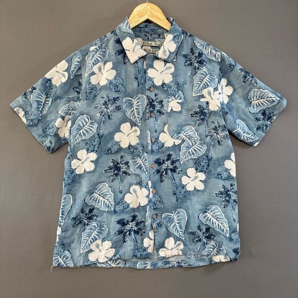 Batik Bay Men’s Blue Silk Blend Hawaiian Shirt Button Up Short Sleeve Size M - Picture 1 of 8